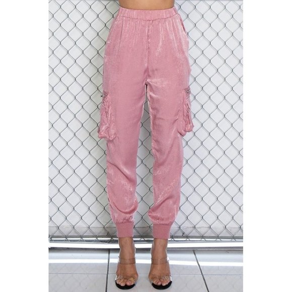 Boutique Pants - 🎉High Waist Pink Joggers with Pocket Detail